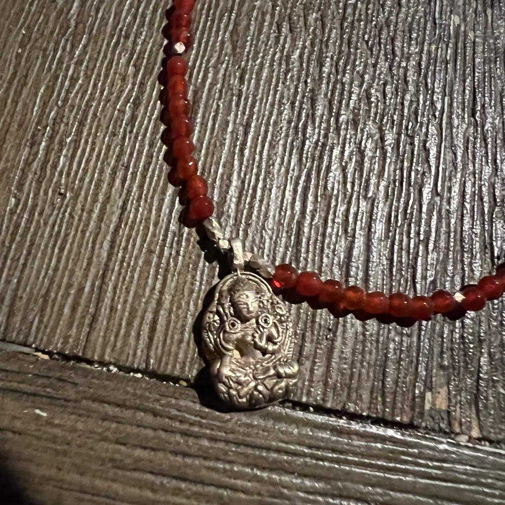 Do not buy - NFS!! Satya Sterling Silver and red gem Buddha necklace